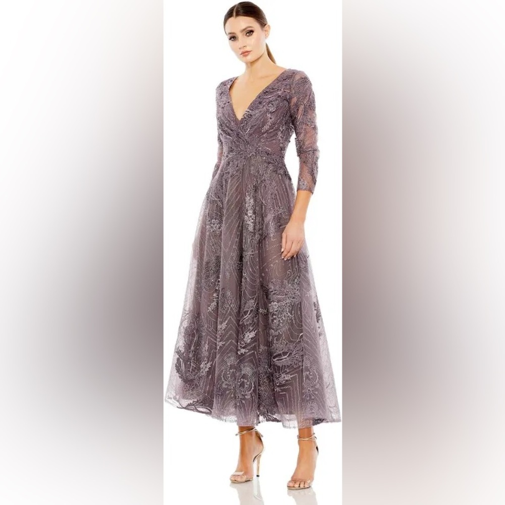 MacDuggal Purple Lace Long Sleeve Gown
Mother of the Bride cocktail holiday